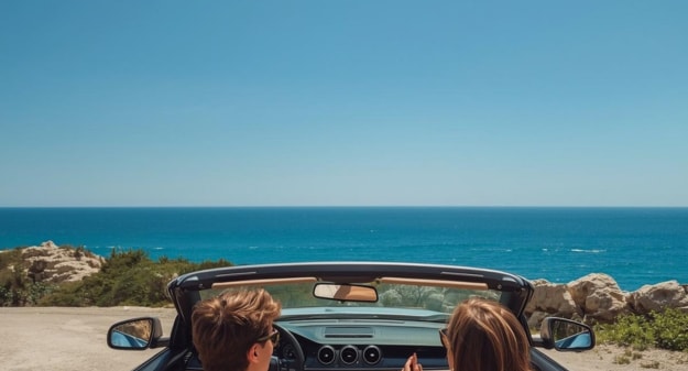 couple dans un cabriolet