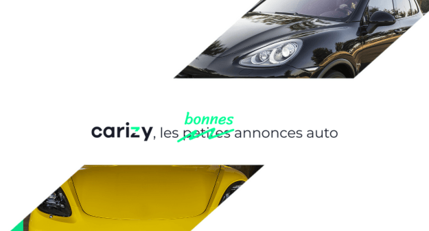 face avant et 3/4 de Porsche avec logo Carizy