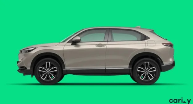 voiture de profil et logo Carizy